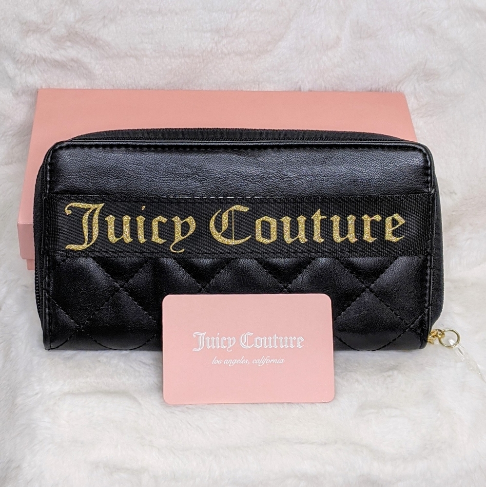 Juicy Couture Black & Gold Zip Around Wall…
